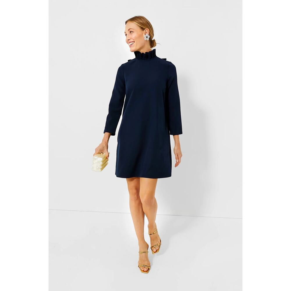 Tuckernuck Daphne Dress Navy Mod Collar Size Large *Read* NWT